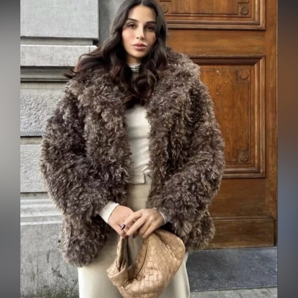 New ZARA ZW Collection Faux Fur Short Coat